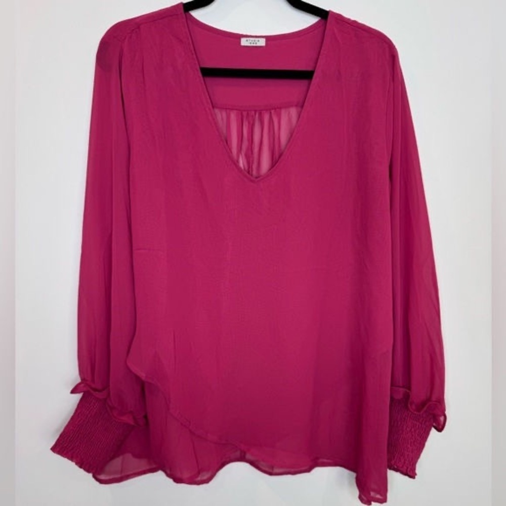 Vince Deep Pink V-Neck Blouse